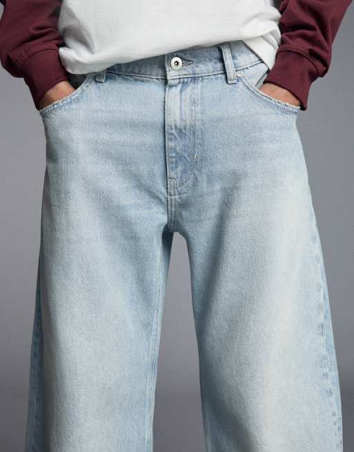 Bershka jeans med vriden barrel-form i ljusblått, 4 av 6