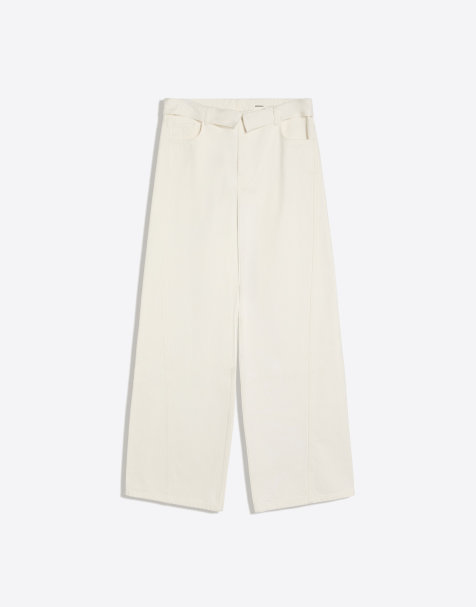 Bershka - Jeans met ballonpijpen en omgeslagen taille in ecru - view 1