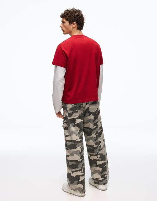 Bershka jeans met camoprint in grijs, 3 van 5