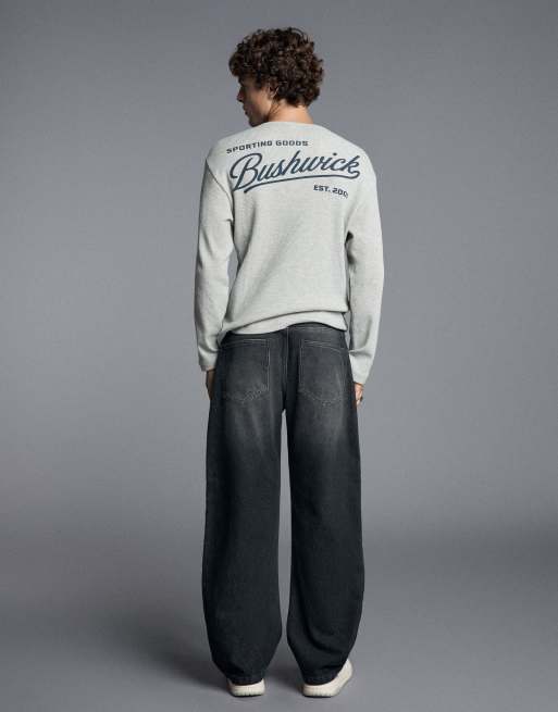 Bershka jeans met gedraaide barrel-pijpen in zwart, 3 van 5