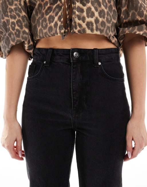 Bershka - Jeans met rechte pijpen en hoge taille in zwart, 4 van 5