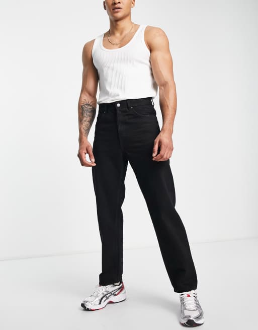 Bershka - Jeans met rechte pijpen in jaren 90-stijl in zwart