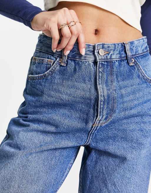 Bershka - Jeans met rechte pijpen in middenblauw, 2 van 5