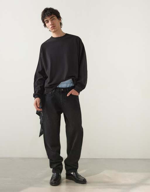 Bershka - Jeans met rechte pijpen in zwart, 3 van 5