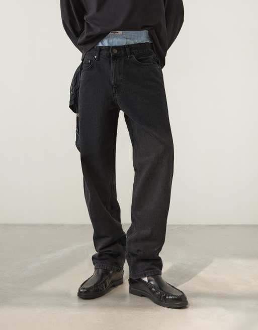 Bershka - Jeans met rechte pijpen in zwart, 4 van 5