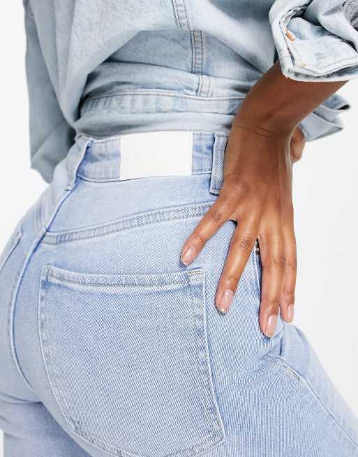 Bershka - Jeans met split aan de zoom in lichtblauw , 3 van 4
