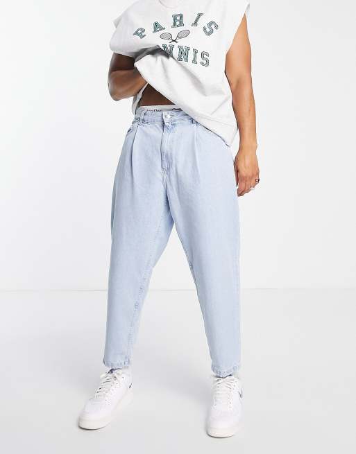 Bershka - Jeans met wijde ballonpijpen in middenblauw, 2 van 4