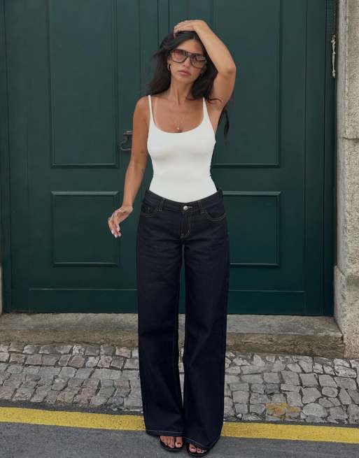 Bershka - Jeans met wijde pijpen en lage taille in blauw, 2 van 4