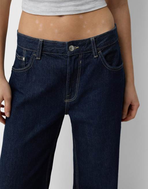 Bershka - Jeans met wijde pijpen in blauw, 4 van 4