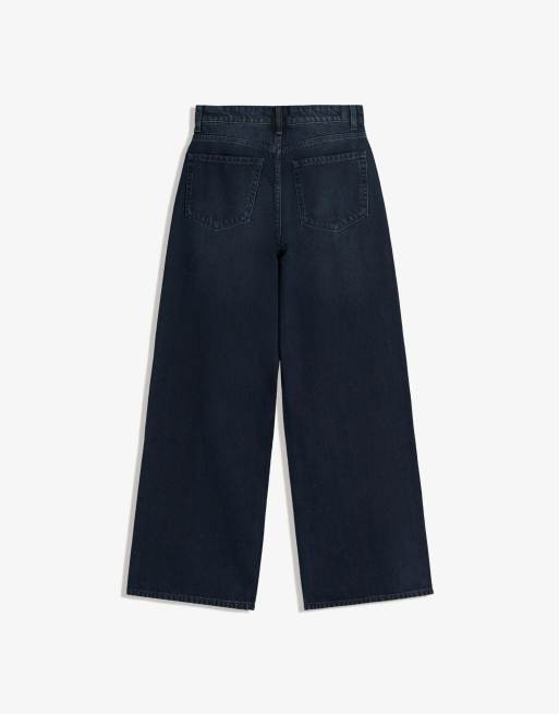 Bershka - Jeans met wijde pijpen in marineblauw, 3 van 4
