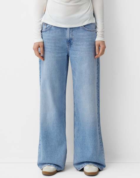 Bershka - Jeans met wijde pijpen in middenblauw - view 1