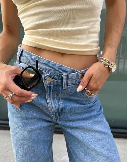 Bershka - Jeans met wijde pijpen in middenblauw, 2 van 6