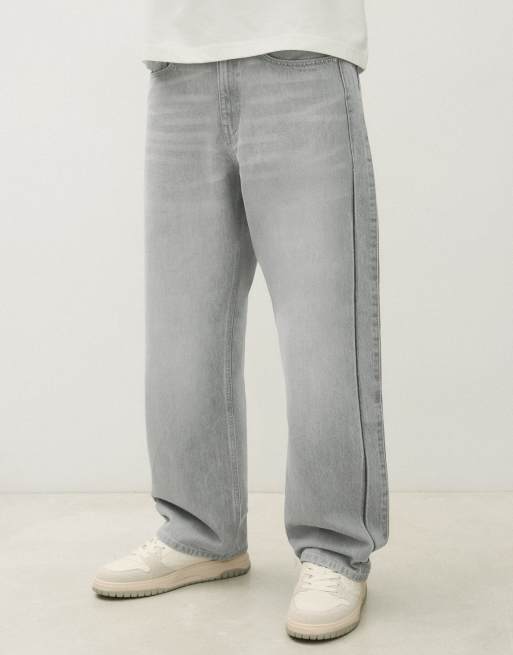 Bershka Jeans mit lockerem Schnitt in Hellgrau, 2 von 5