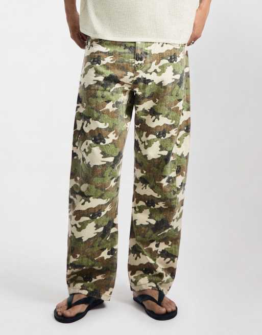 Bershka Jeans mit Wickelbund und Print in Grün, 5 von 5