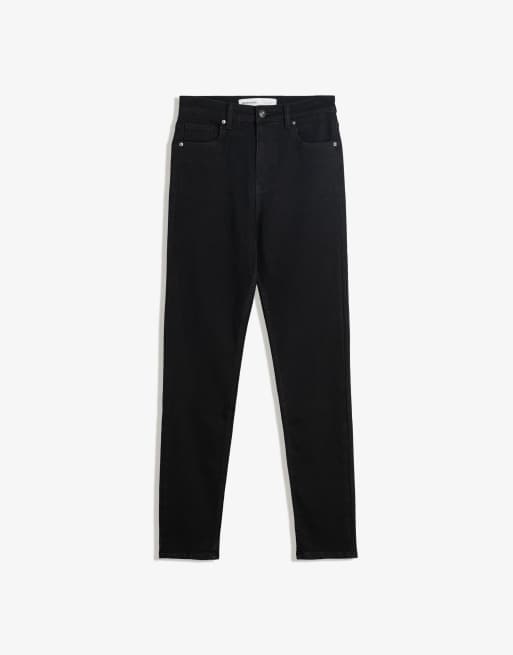 Bershka - Jeans morbidi skinny a vita super alta neri, 4 di 4