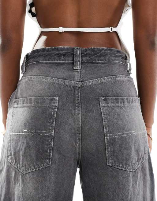 Bershka - Jeans skater ampi grigio sporco, 4 di 5