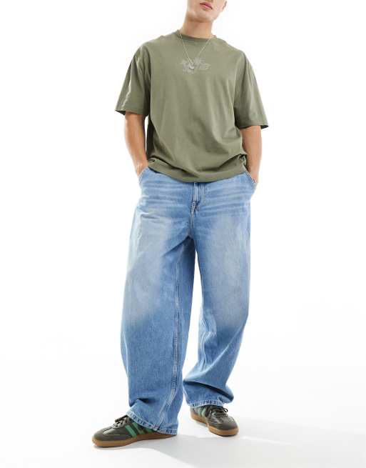 Bershka - Jeans skater blu chiaro slavato