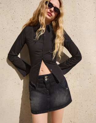 Bershka - Jeans-Skort in Schwarz