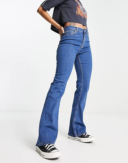 Bershka - Jeans slim a zampa blu medio