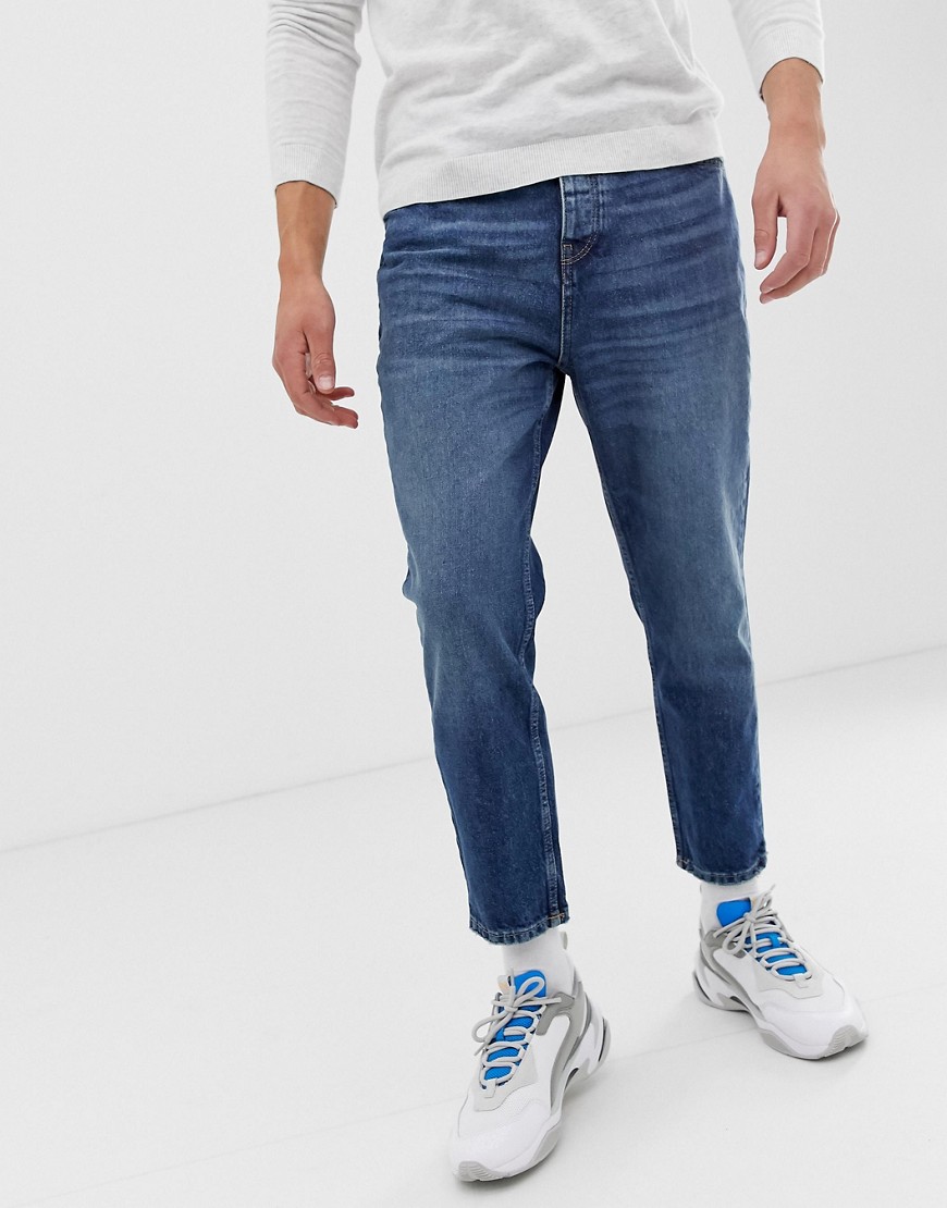 Bershka - Jeans slim blu medio cropped