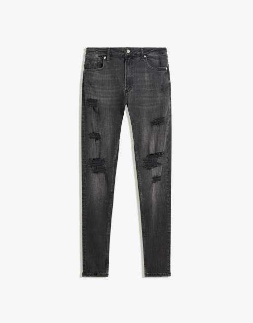 Bershka - Jeans superskinny strappati neri, 3 di 4