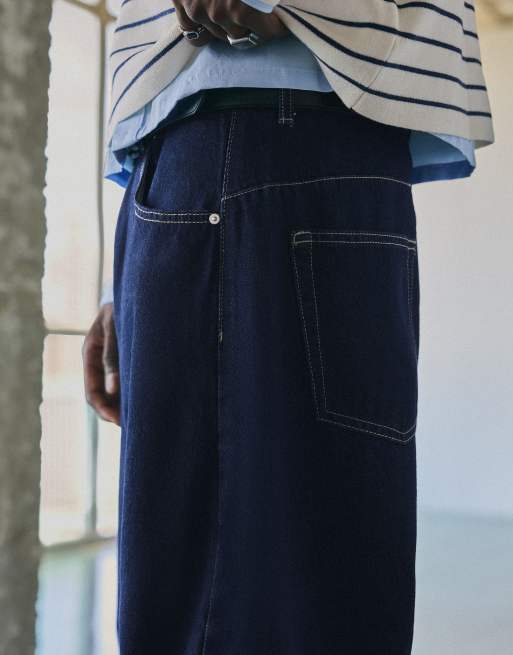 Bershka - Jeans twisted fit blu, 3 di 6