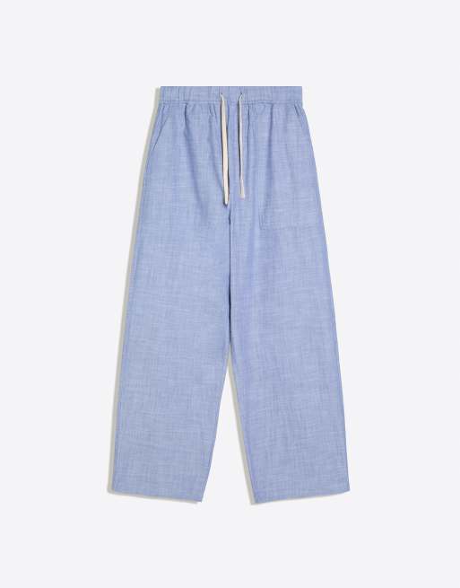 Bershka – Jeansblå byxor i baggy fit med broderi, 6 av 6