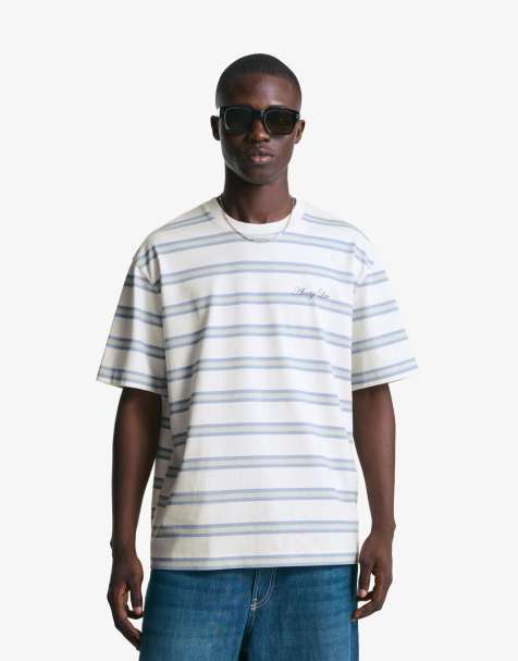 Bershka – Jeansblå t-shirt med korta ärmar och tryck - view 1