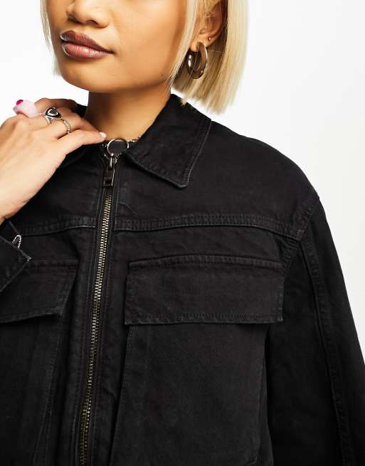 Bershka – Jeansowa kurtka trucker z imitacji denimu w stylu utility, 2 z 4
