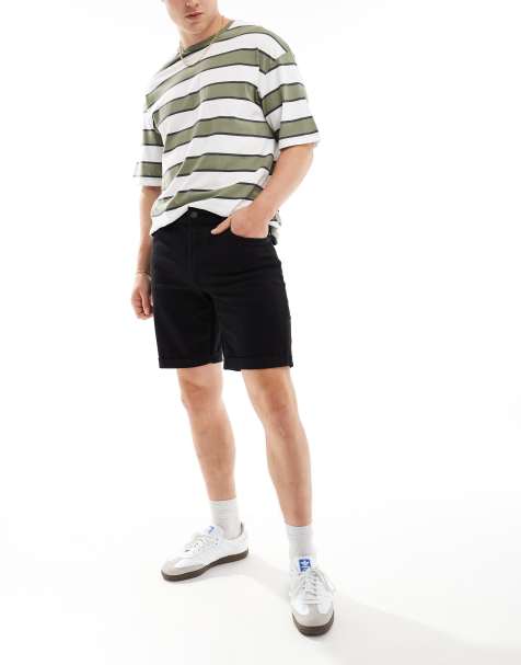Bershka – Jeansshorts mit aufgerolltem Saum in Schwarz - view 1