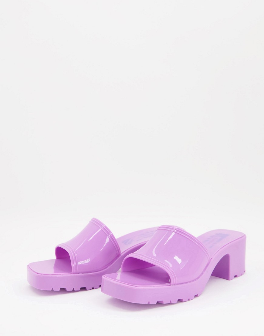 Bershka jelly heeled sandal in lilac-Purple