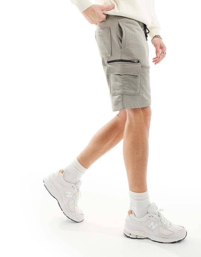 Bershka - jersey cargo short in grey