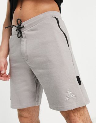 Bershka jersey cargo shorts in grey