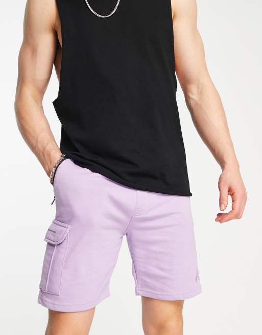 Bershka jersey cargo shorts in lilac ASOS