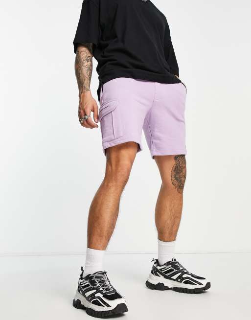 Bershka - Jersey cargoshort in lila