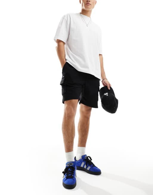 Bershka - Jersey cargoshort in zwart