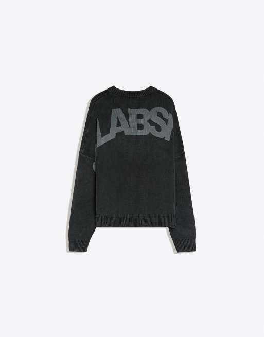 Bershka jersey imprimé déchiré délavé gris et noir, 6 de 6