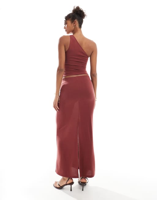 Bershka jersey maxi skirt in terracotta - part of a set