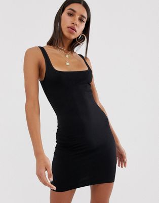 Bershka - Jersey mini-jurk in zwart