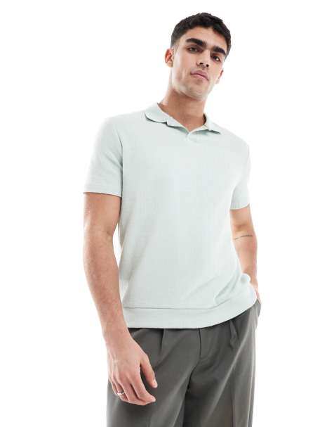 Bershka jersey polo in mint  - view 1