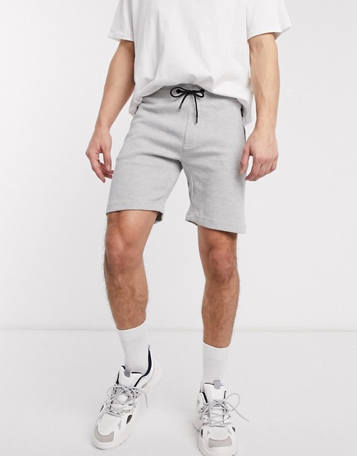Bershka jersey shorts in grey