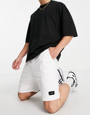 Bershka jersey shorts in white