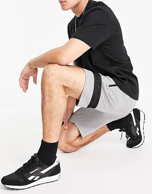 Bershka jersey shorts with black detail in grey