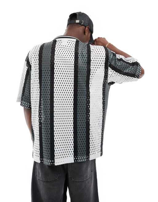 Bershka - Jersey T-shirt van mesh in zwart, 2 van 4