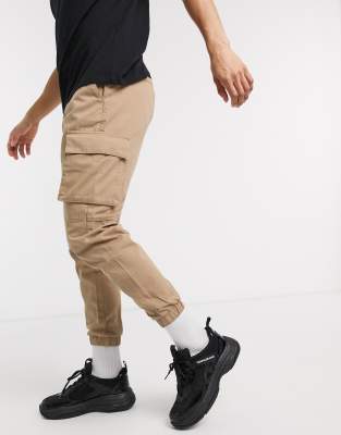 mens beige cargo joggers