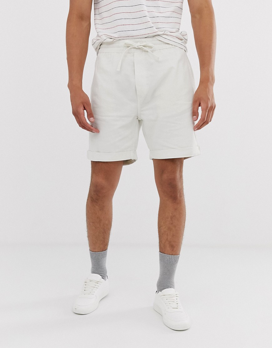 Bershka jogger shorts in stone-Cream