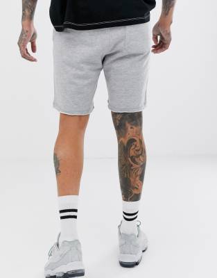 raw hem jogger shorts