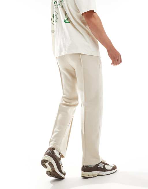 Bershka Joggers a fondo ampio beige con pinces