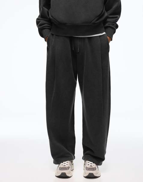 Bershka - Joggers a palloncino lavaggio nero con pieghe - view 1