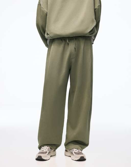 Bershka - Joggers a palloncino lavati kaki con pieghe, 4 di 7